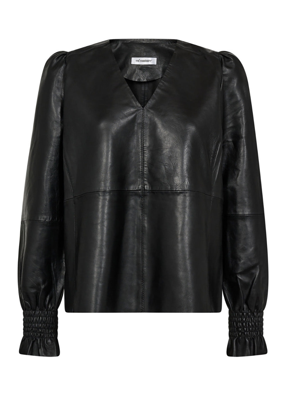 Co Couture PhoebeCC Leather V-Blouse zwart voorkant