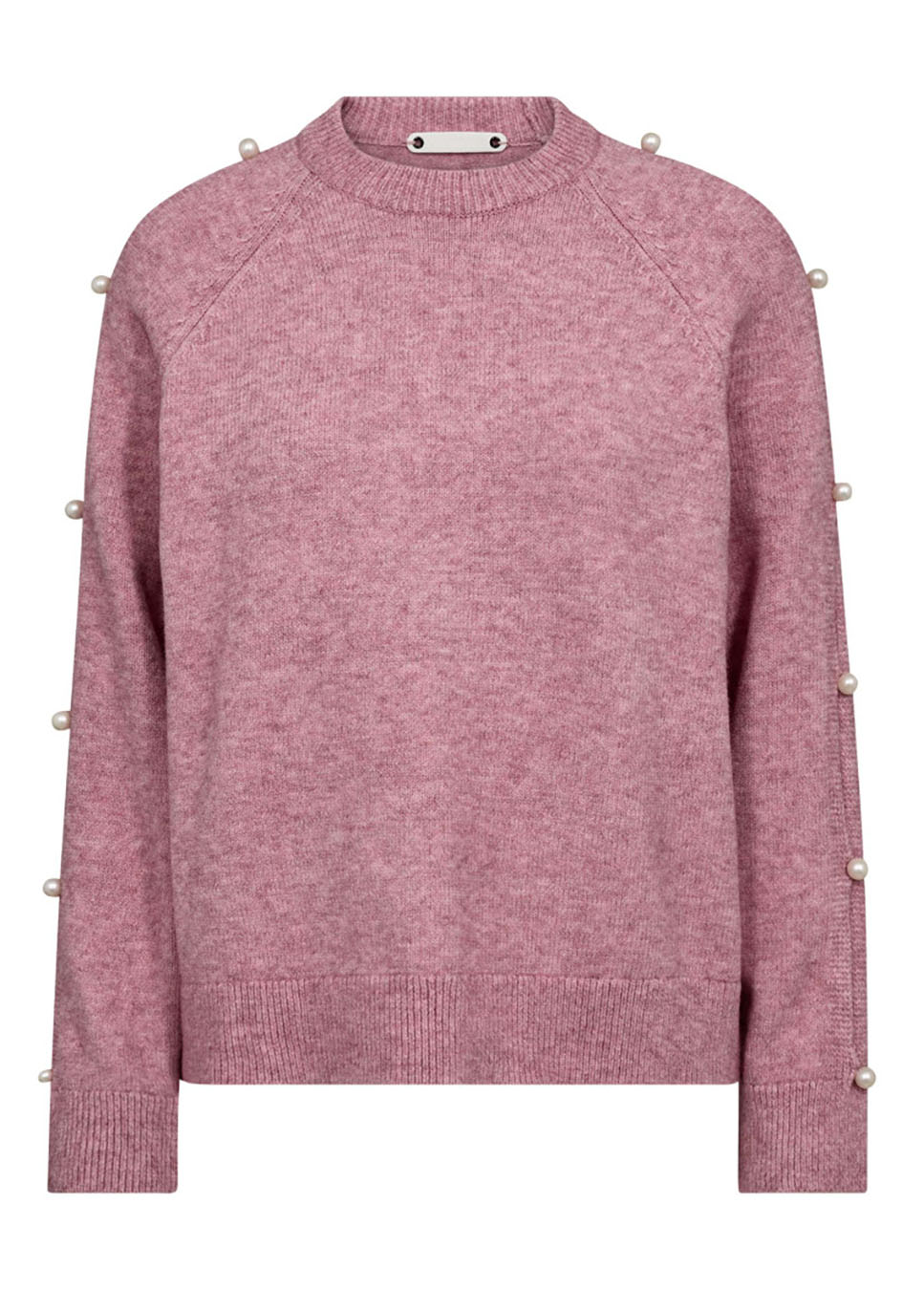 Co Couture RowanCC Pearl Sleeve Knit trui roze voorkant