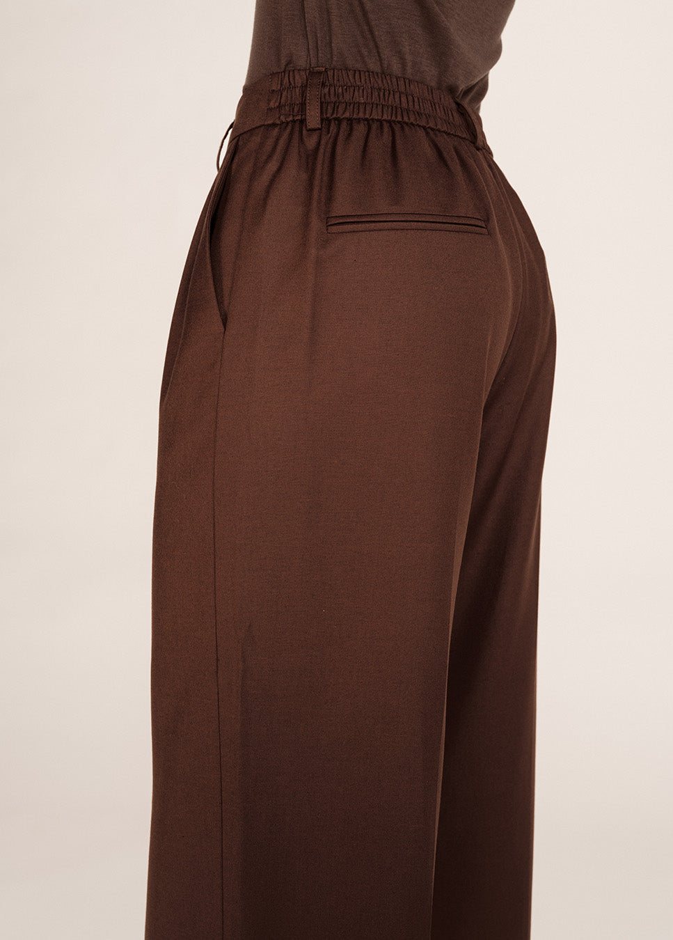 Grace & Mila Tatum pantalon wol bruin detail broek