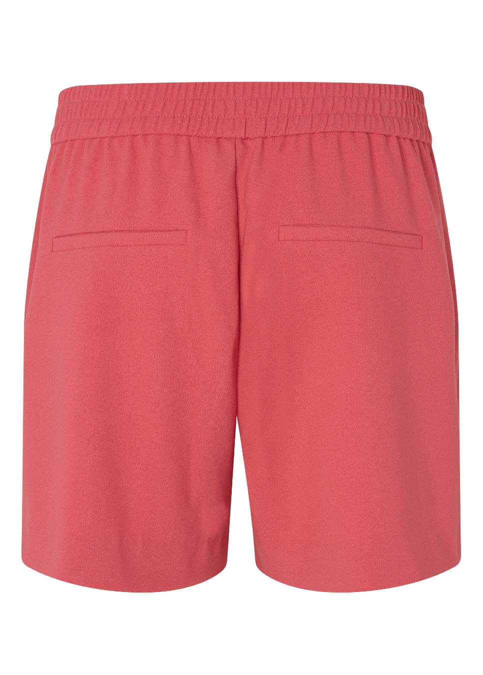 achterkant Product foto van de rode mbyM phillipa Short-M met elastische tailleband