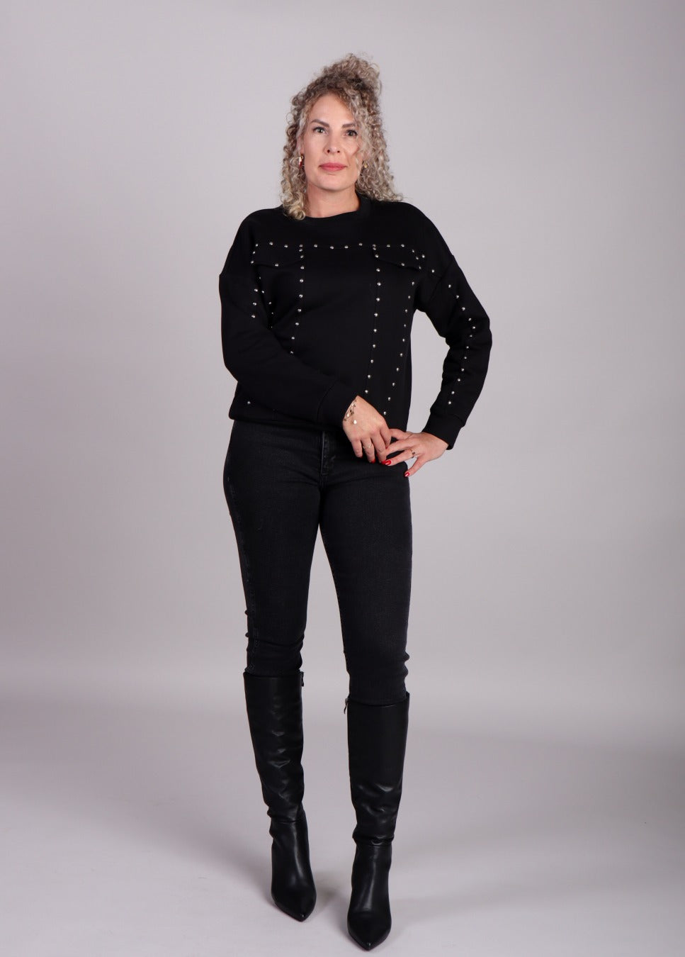 zwarte homage jeans dames Carrie op model voorkant staand
