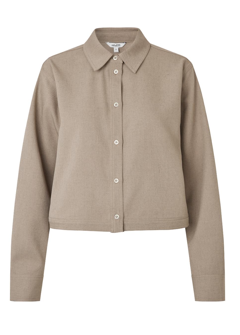 product foto van de mbyM Azurra M blouse linnen in het beige uitgevoerd voorkant.