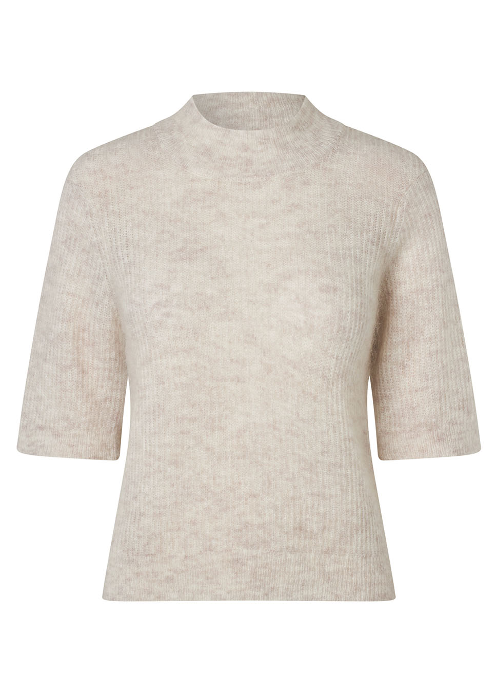 mbyM Clara Crew-M trui gebreid korte mouwen beige voorkant
