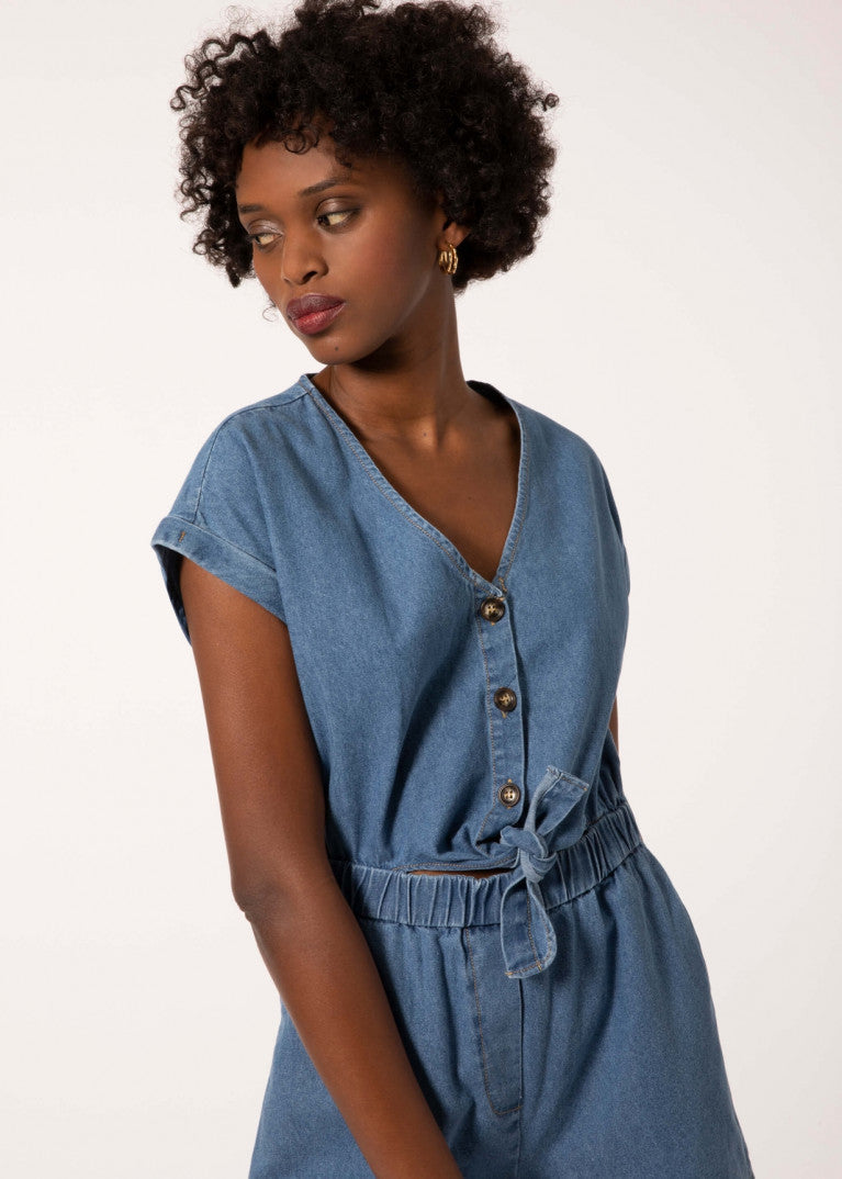 On trend: denim jumpsuit