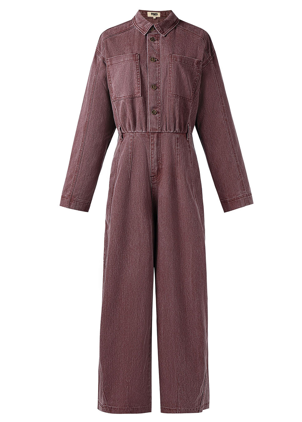 FRNCH Fabiana jumpsuit denim aubergine voorkant