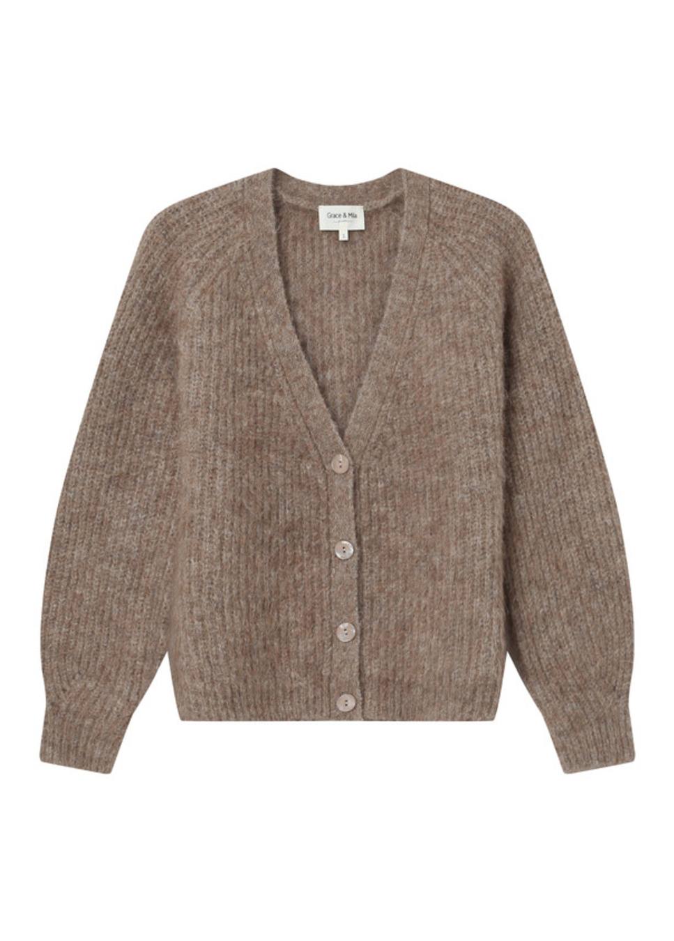 product foto grace en mila Saluda vest beige gebreid voorkant