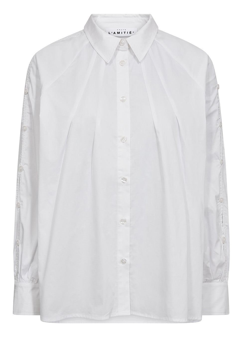 Haute L’Amitié Ori Button Deco blouse wit voorkant