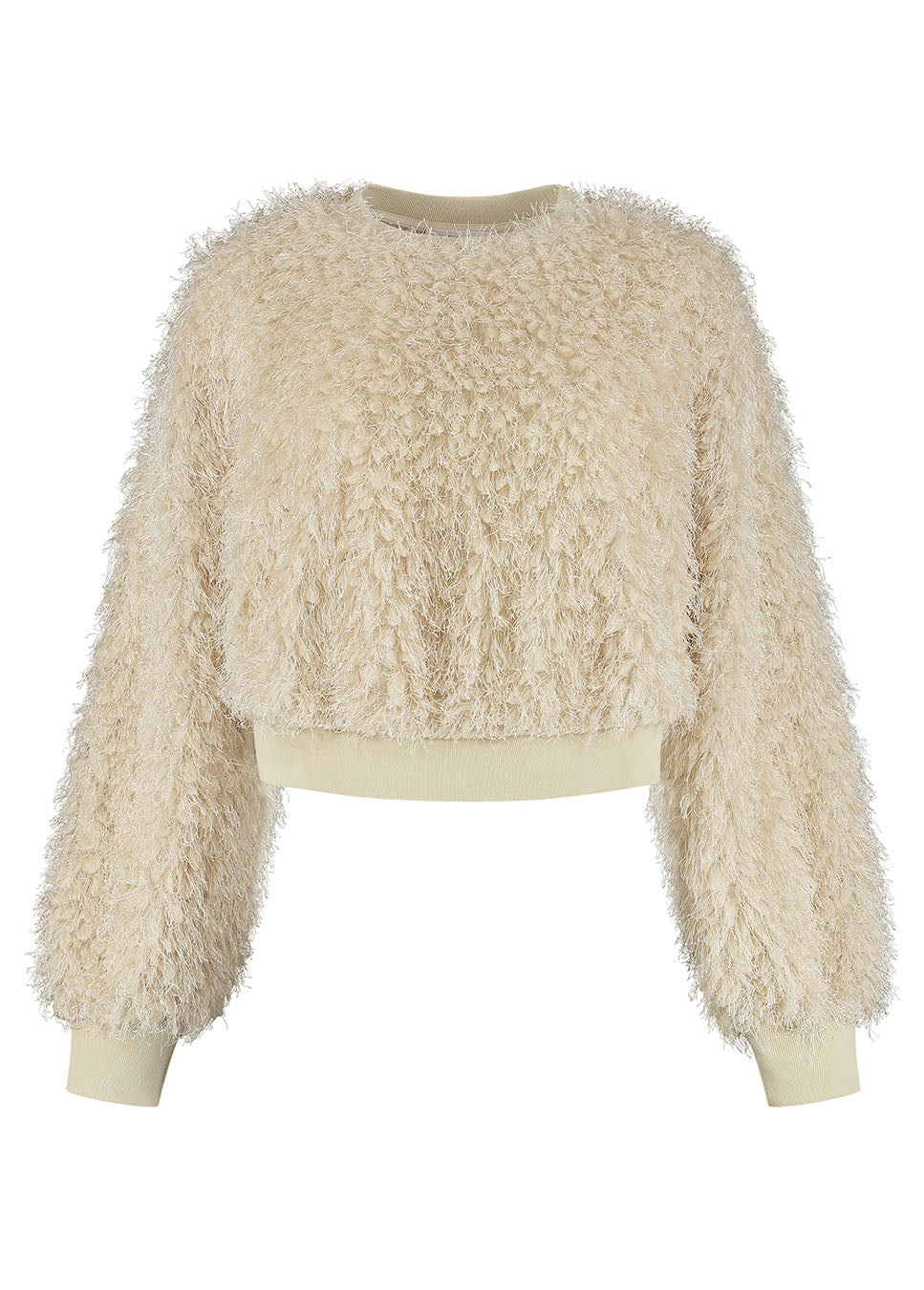 Studio Amaya Fav sweater fluffy beige voorkant