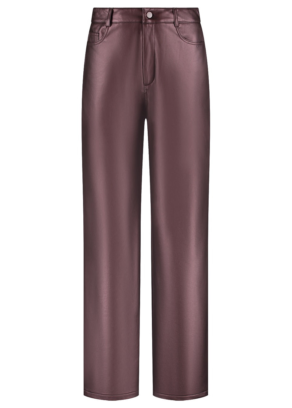 product foto van de Studio Amaya Harper broek glanzende bruine broek