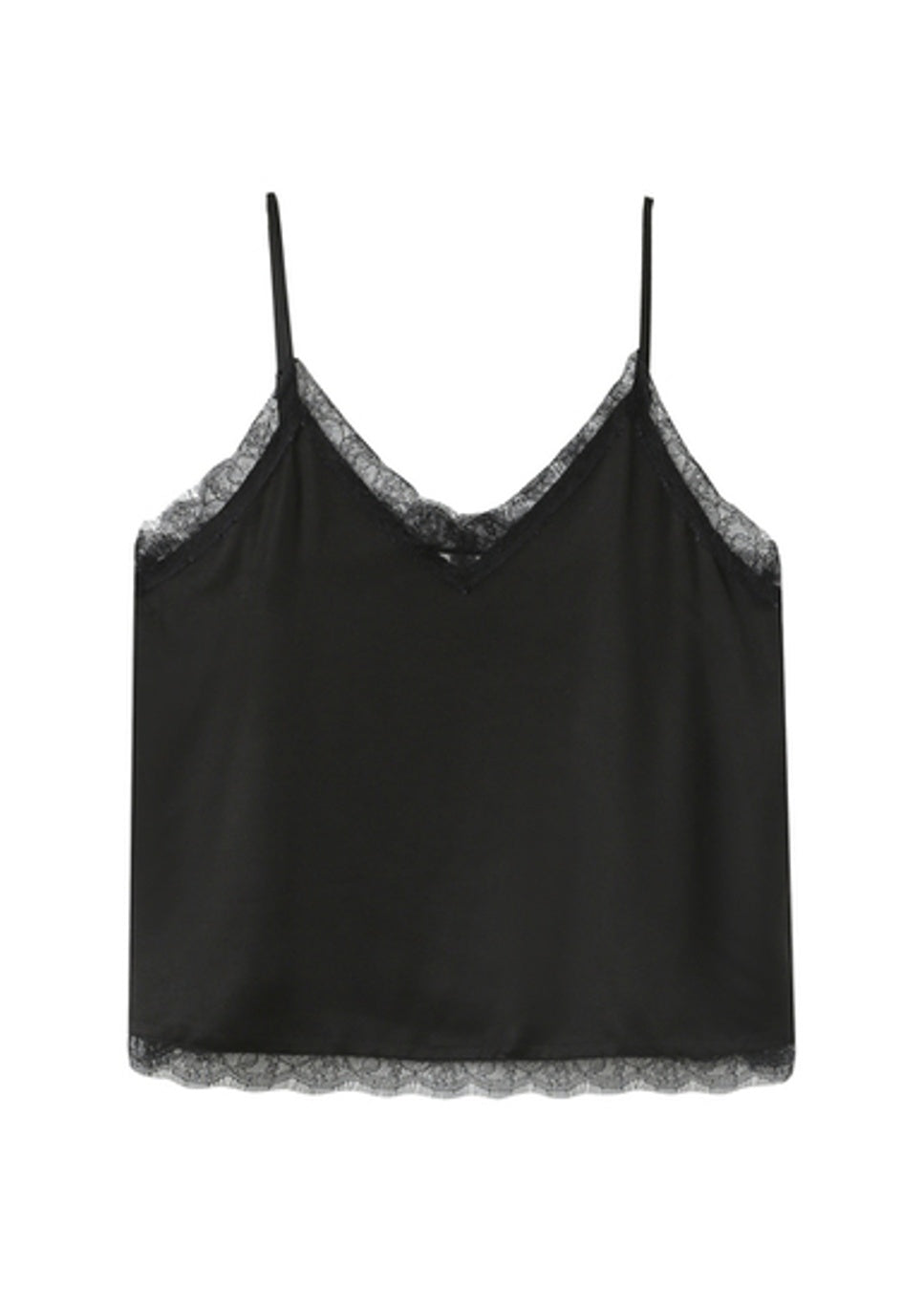 Zwarte spagetti top met kant Ombre Grace & Mila voorkant